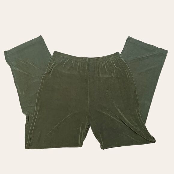 Vintage Forest Green High Rise Acetate Stretchy Pants - Picture 2 of 5